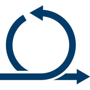Icon agile Softwareentwicklung mit Scrum Schleife mit zwei Pfeilen